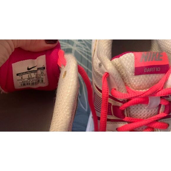 NIKE DART 10 white pink SNEAKER GYM SHOES sz 8 - Picture 6 of 7